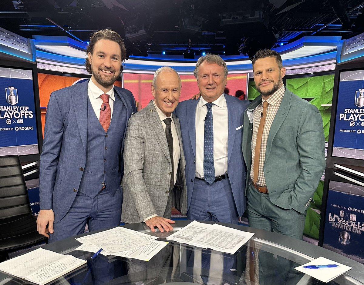 It was a pleasure having Rick “Bones” Bowness in the @Sportsnet studio. One of the nicest and smartest men you’ll ever meet. What a crew! #NHLPlayoffs