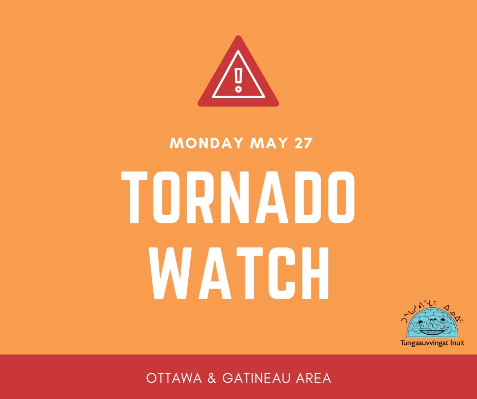 ⚠️🌪️Tornado watch warning for the Ottawa area this afternoon. Please make sure you are indoors and in a secure location this afternoon. Hazards: Strong wind gusts up to 90 km/h. Risk of tornadoes. Torrential downpours. More info: weather.gc.ca/warnings/repor… Stay safe everyone!