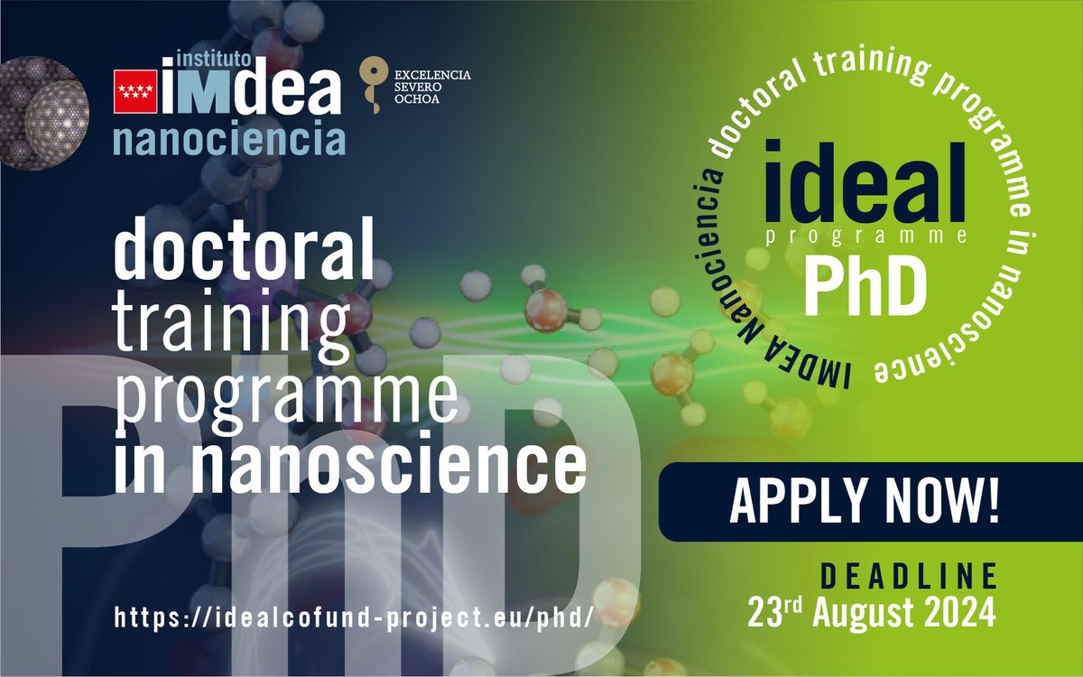 🔬 Do you want to do a PhD in #Nanoscience?

We offer 6 doctoral fellowships under the @IDEALcofund PhD Programme.

↪️Take a look at the research projects idealcofund-project.eu/phd/phd-projec… #2Dmaterials #Photonics #Nanomedicine #PhDjob

📅Deadline: 23 August 2024