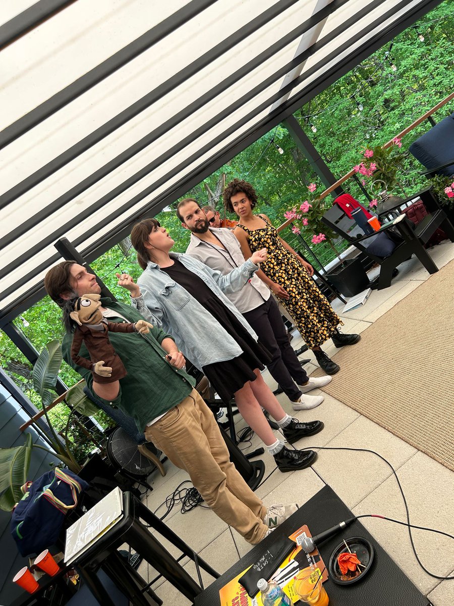 KafkaMusical's tweet photo. Our cast and creatives skittered to Saratoga Springs yesterday for a lovely gathering of Kafka-teers. We sang, we ate, and we crushed it.
.
.
.
.
.
.
.
#kafkamusical #kafkateers #edfringe #puppets #shadowplay #bugginout #summer2024 #theatre #musicals #NY https://t.co/GrqDUzT1nj