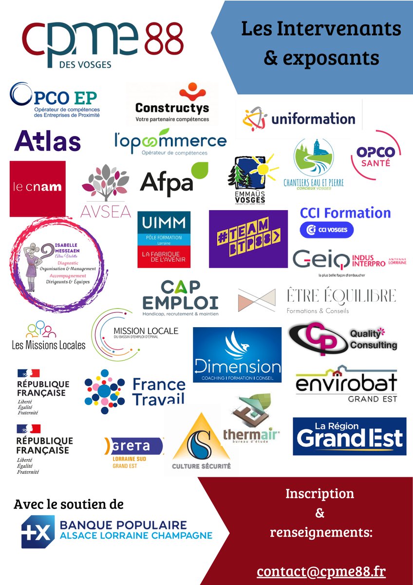 phguery's tweet photo. Nous y serons !
@FTravail_GE #Epinal sera présent au Forum de notre partenaire @CPME #Vosges pour présenter notre offre de service aux PME du département
RDV le 18 juin
#ReseauPourlEmploi https://t.co/WsnBFQ4mz5