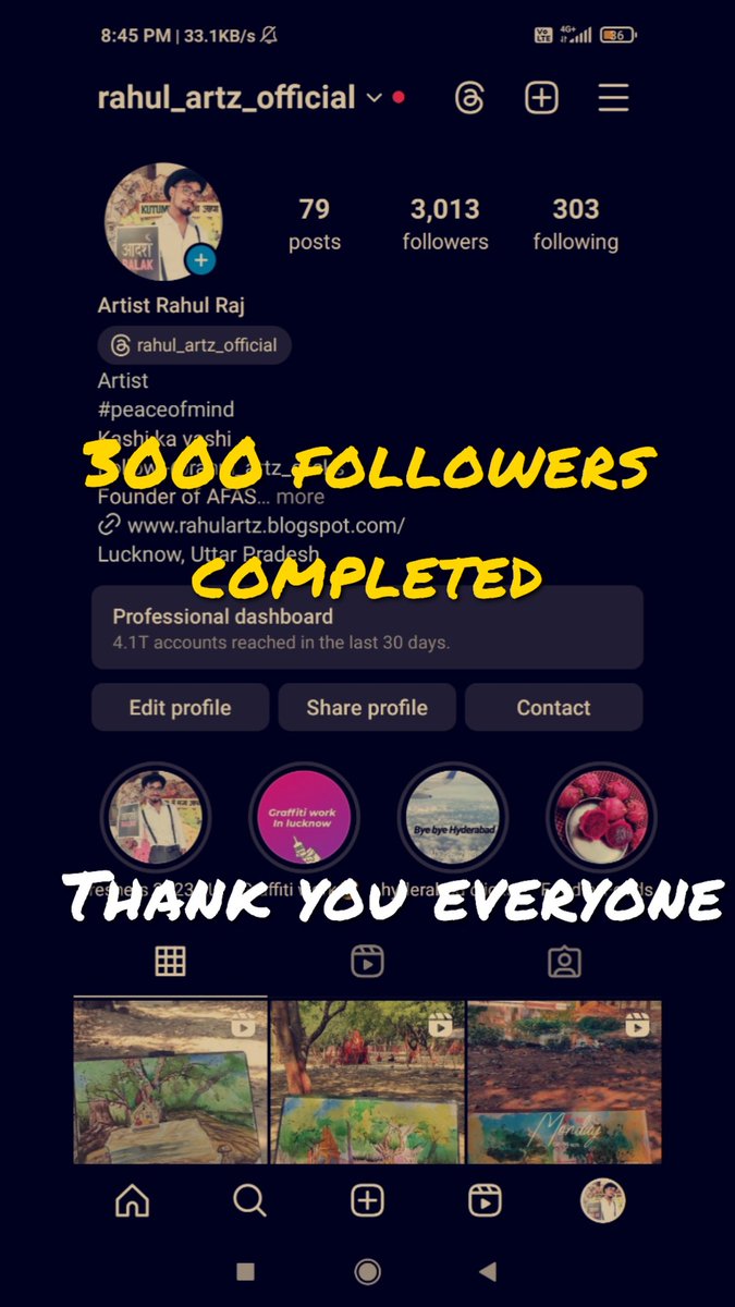 Rahul_artz's tweet photo. Today's morning just  completed 3K followers on IG 
Thank you everyone ❤
#instagram #art #artist https://t.co/Pq2aOj5TXl