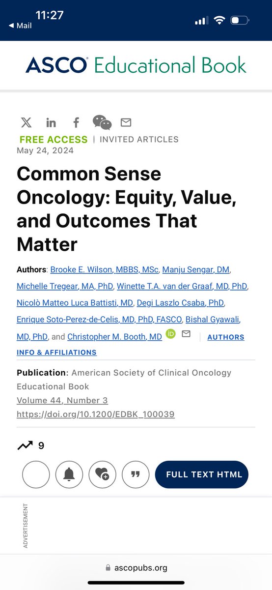 Common Sense Oncology chapter is now live in ASCO Ed Book. Check it out. ascopubs.org/doi/pdf/10.120… We also have a @csoncol session at #ASCO24 Monday morning 8AM!
