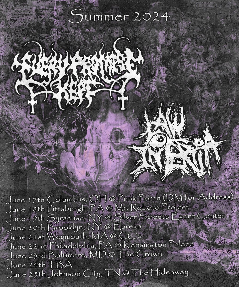 EveryPromiseKpt's tweet photo. Hitting the northeast with Law of Inertia next month. 

First time in most of these places, come say hi https://t.co/OOjAN8pbFx