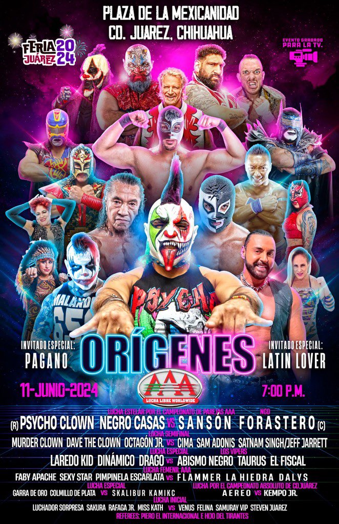 Falta muy poco para la visita de @luchalibreaaa a Ciudad Juárez con la gira #OrígenesAAA rumbo a #TriplemaniaXXXII Tijuana. Los esperamos este 11 de junio en la Plaza de la Mexicanidad desde las 7 pm Los boletos están disponibles en @boletia