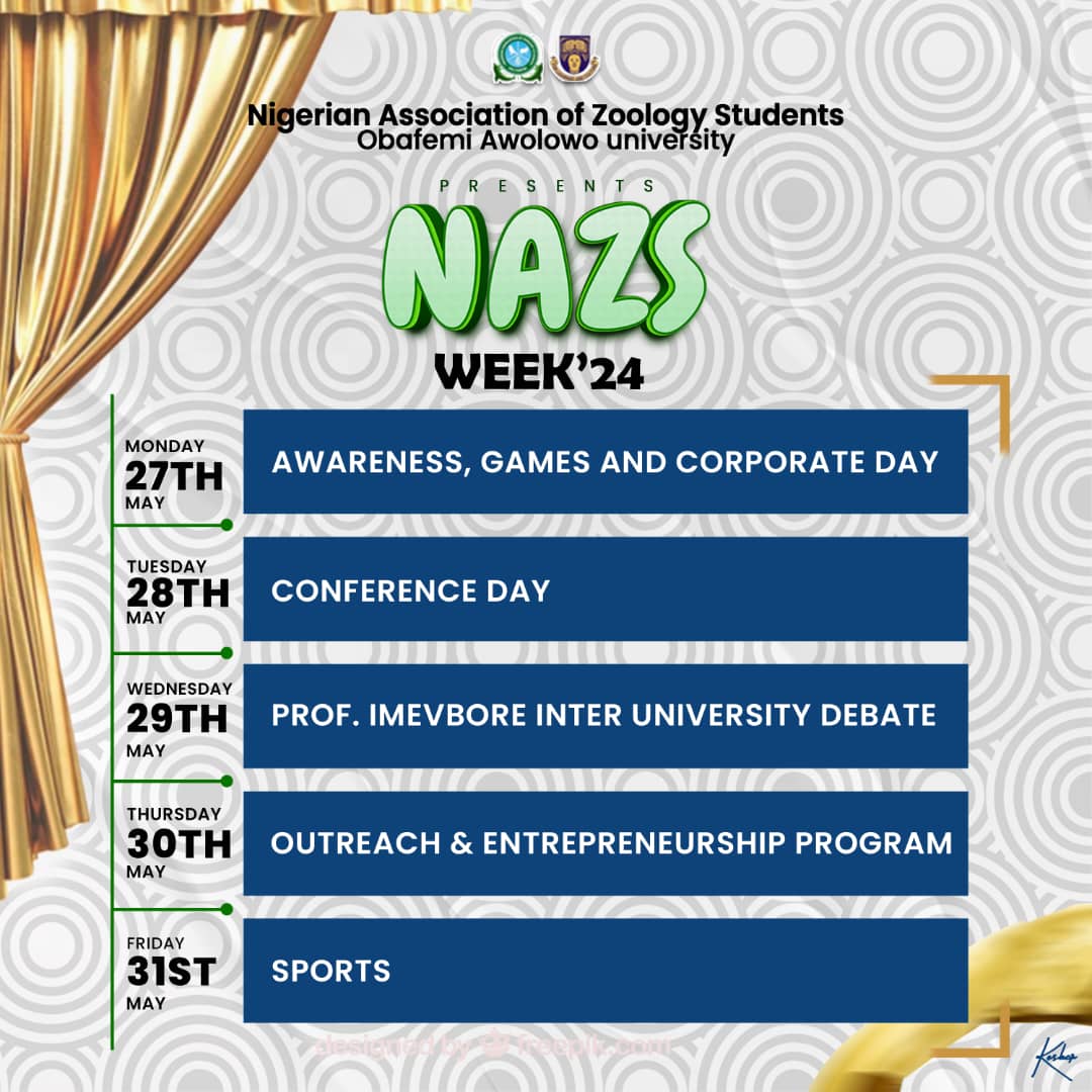 Nazs week🎉🎉✨💞

Day 1
#Monday
#Nazsoau
#ifezoology
#corporateday
#oautwitter