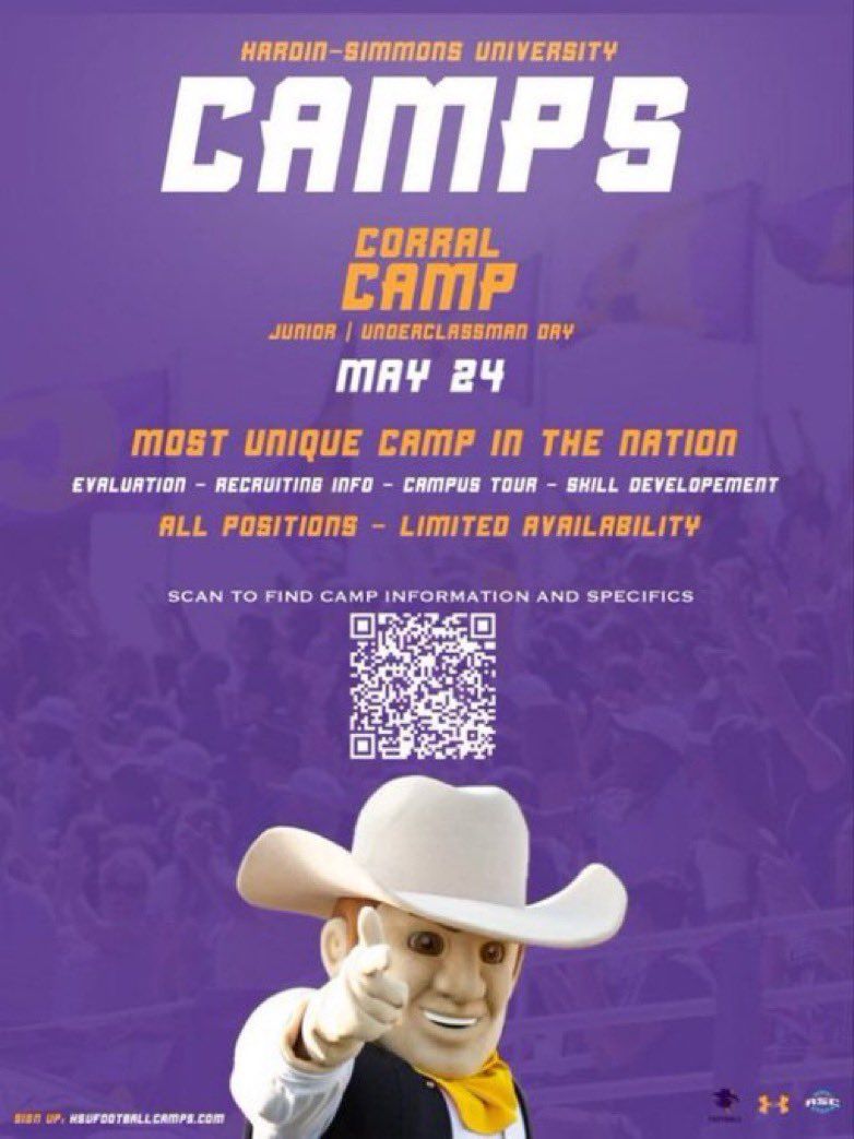 bryce_monette's tweet photo. Had an opportunity to attend Hardin-Simmons Corral Camp this past Friday. Great work, great experience &amp; great visit. #HOOYAH!
@HSUCowboys @bbakerwatson @JHSWarriors_FB @leemattingly1 https://t.co/NaVvVlYAvj