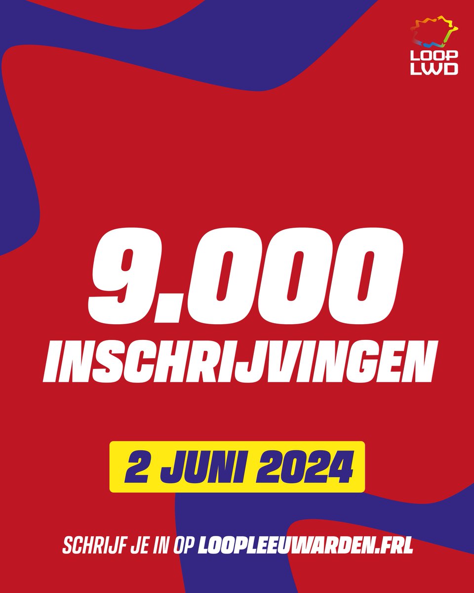 9️⃣0️⃣0️⃣0️⃣

Meer dan 9.000 deelnemers staan aanstaande zondag 2 juni aan de start van LOOP Leeuwarden 2024 😍

#loopleeuwarden #hardlopen #wandelen #looplwd #leeuwarden