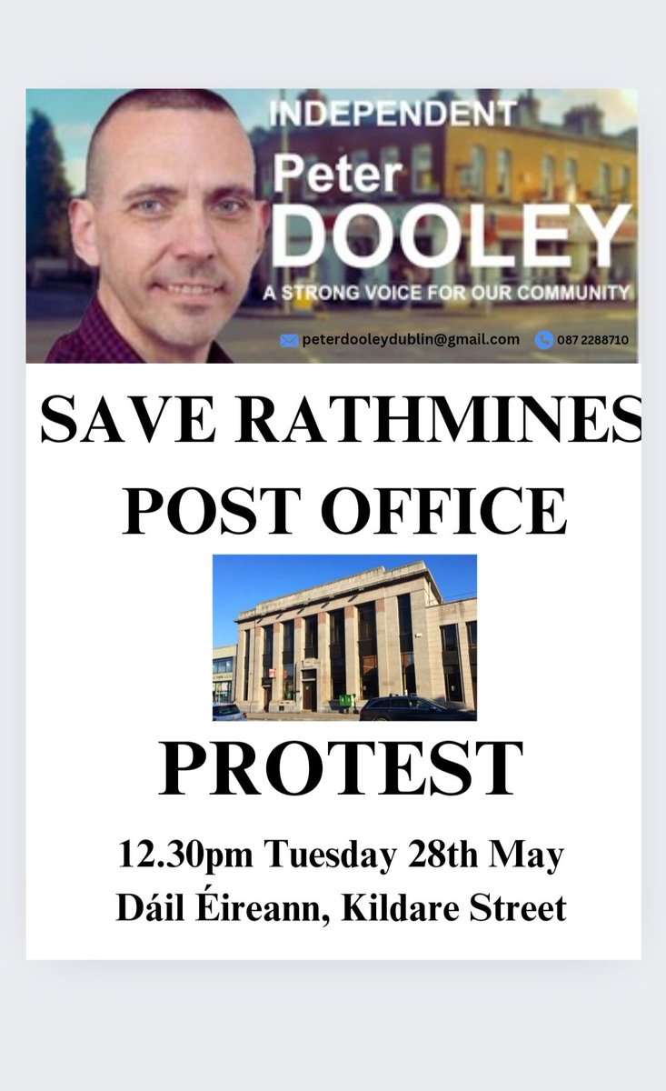 12.30pm, Dail Eireann, Tomorrow, #SaveRathminesPostOffice