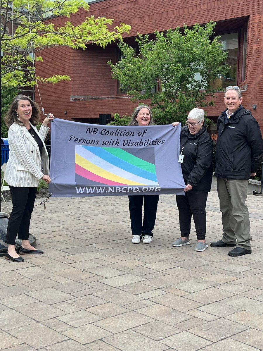 Thank you <a href="/CityFredGov/">City of Fredericton</a>  for raising the Disability Pride Flag today in honor of Disability Awareness Week! 

It was nice to see <a href="/susanholt/">Susan Holt</a> there in support of Persons with Disabilities!