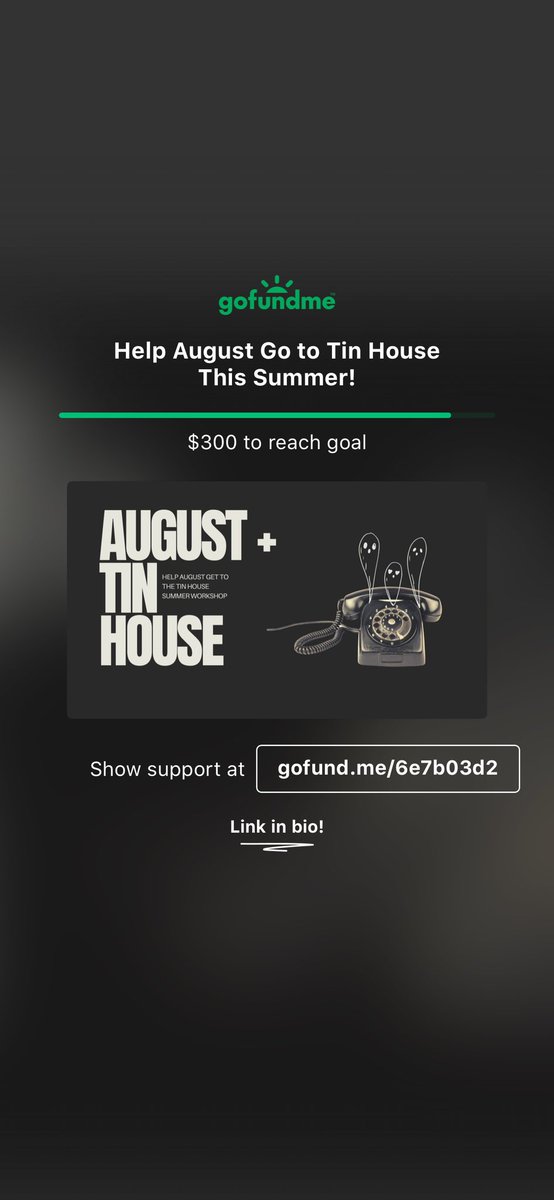 Super close to my goal for Tin House!! Thank you to everyone who has donated and/or shared! Let’s keep it going and then I’ll go back to mostly posting about ghosts! gofund.me/04237dd8