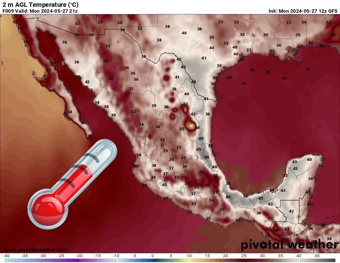InfoMeteoro's tweet image. 🚨ADVERTENCIA: TORMENTA SEVERA
PRONÓSTICO LUNES 27/may/24

⛈️TORMENTAS SEVERAS
-Coah, NL, Tamps
⚠️Posible granizo grande, ráfagas &amp;gt;70 km/h y tornados.
🌦️Tormentas aisladas
-Zac, SLP, Gto, Qro, Hgo, EdoMex, Mor, CDMX, Gro, Oax, Chis, Chih, Dgo, Jal

🌡️TEMPERATURAS °C
🔴42-48 Coah,…