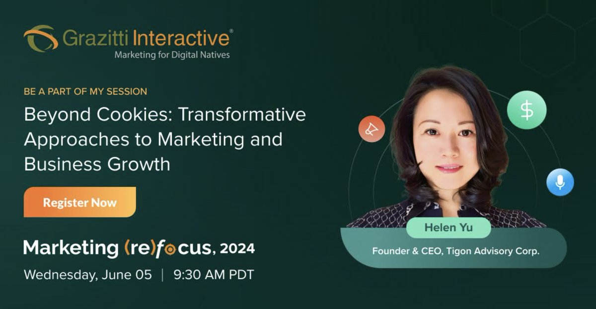 Join me for an insightful panel discussion on 'Beyond Cookies: Transformative Approaches to Marketing Growth'. As the digital marketing landscape evolves with the phasing out of third-party cookies, it's important for marketers to stay ahead of the curve. Don't miss out on the