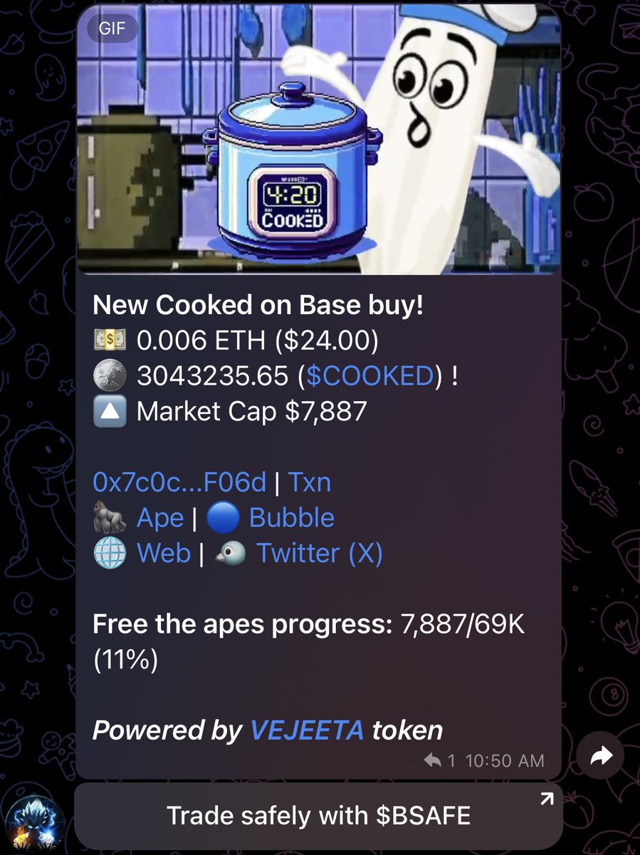 Starting week off with new buy bot with our own graphics with the help of <a href="/Vejeeta_on_base/">VEJEETA on Base</a> 💪🏼
Fully expect to see it printing all week long