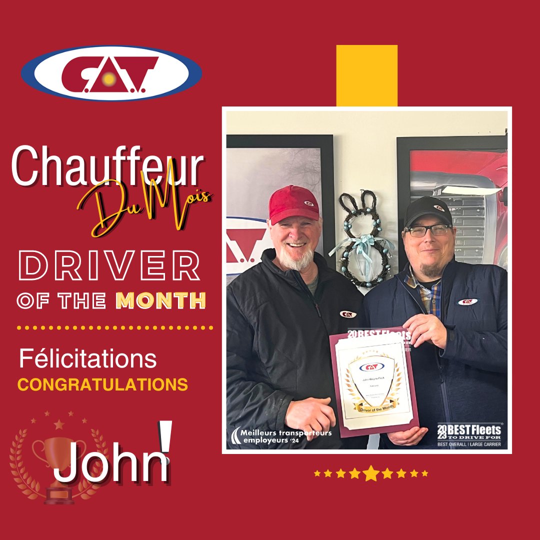 CAT__Inc's tweet photo. Congratulations to John from the CDL terminal for being the "Driver of the Month of February" 🚛
Let's celebrate John's achievement and continue to drive excellence within our team! ✨

#CATinc #catdrives #catdrivers #CATtruckdrivers #driverofthemonth https://t.co/dfMN0OD6aY