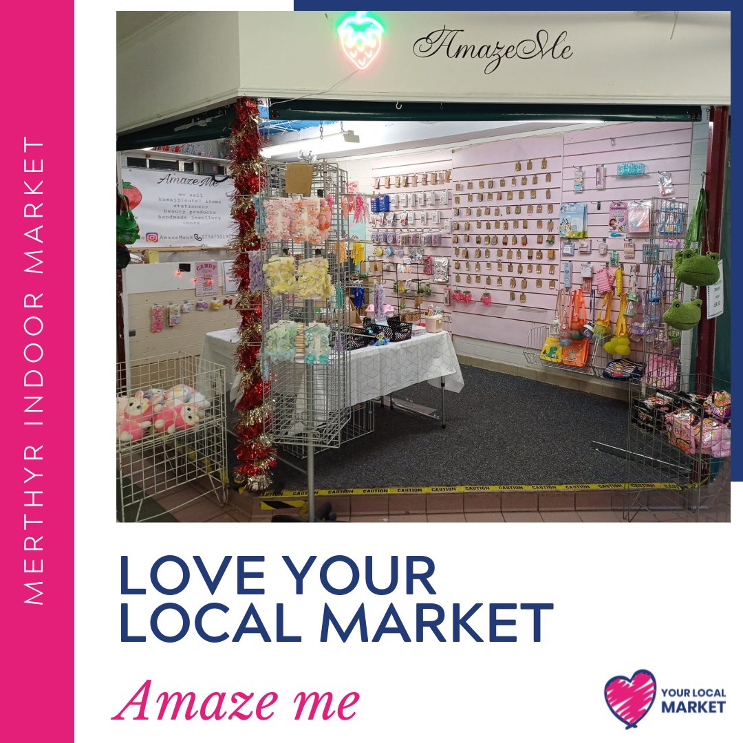 Amaze Me in Merthyr Indoor Market has a fabulous range of kawaii products, including hair products, stationery, fashion jewellery, and more!

#loveyourlocalmarket #lylm2024 #merthyrindoormarket #shoplocal #merthyrtowncentre