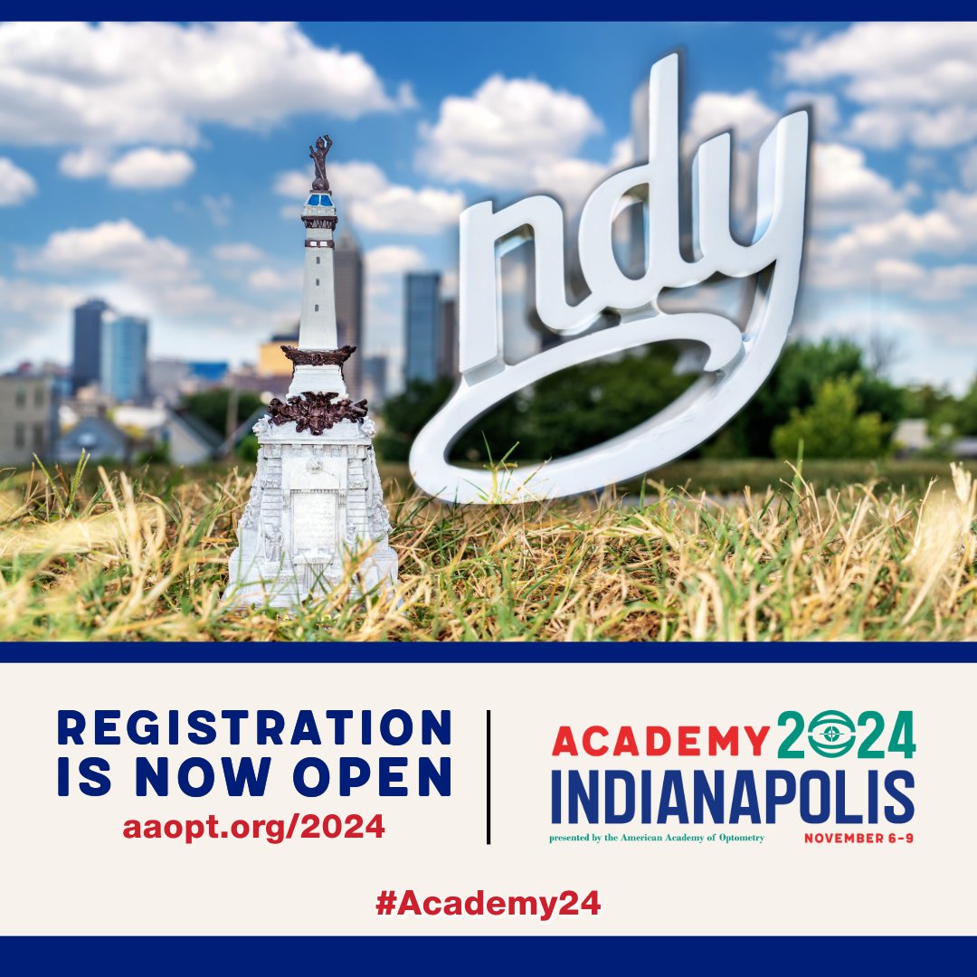 Registration is now open for Academy 2024 Indianapolis!

Join us for 300+ hours of CE, a robust exhibit hall, exciting social events, and more.

Register now at aaopt.org/2024

#optometry #fellows #academy24 #LoveIndy
