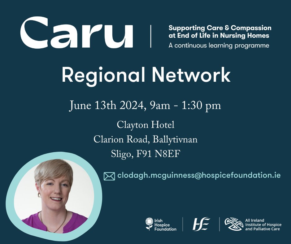 Register now!

Nursing Home staff from all counties are invited to attend networks in any CHO.

👉caru.ie/event/caru-reg…

<a href="/AIIHPC/">All Ireland Institute of Hospice & Palliative Care</a> <a href="/HSELive/">HSE Ireland</a> <a href="/IrishHospice/">Irish Hospice Foundation</a> <a href="/AnnMari97865770/">Ann Marie Murphy</a> @Happy_Alli <a href="/JanetTobinMart/">Janet Tobin-Martin</a> <a href="/KateSteele1792/">Kate Steele</a> <a href="/Mark_T_Murphy/">Mark Murphy 🌻</a> <a href="/themammyger/">sharon o brien</a> <a href="/CoolShivvy/">Siobhan Murphy</a>