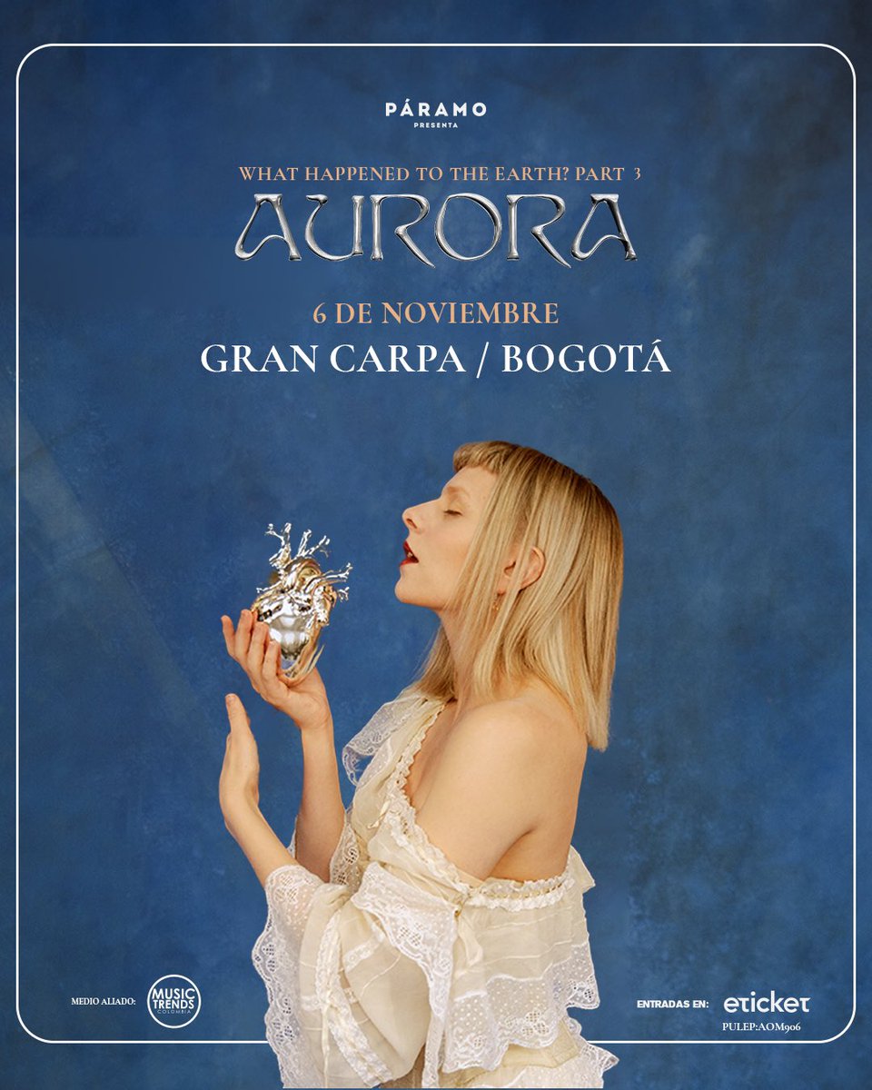 ¡PAREN TODO! <a href="/AURORAmusic/">AURORA</a> viene directo a cumplirnos un sueño este 6 de noviembre desde la Gran Carpa en Bogotá, desde ya estamos contando los días para entregarnos a su mágica voz. ✨✨