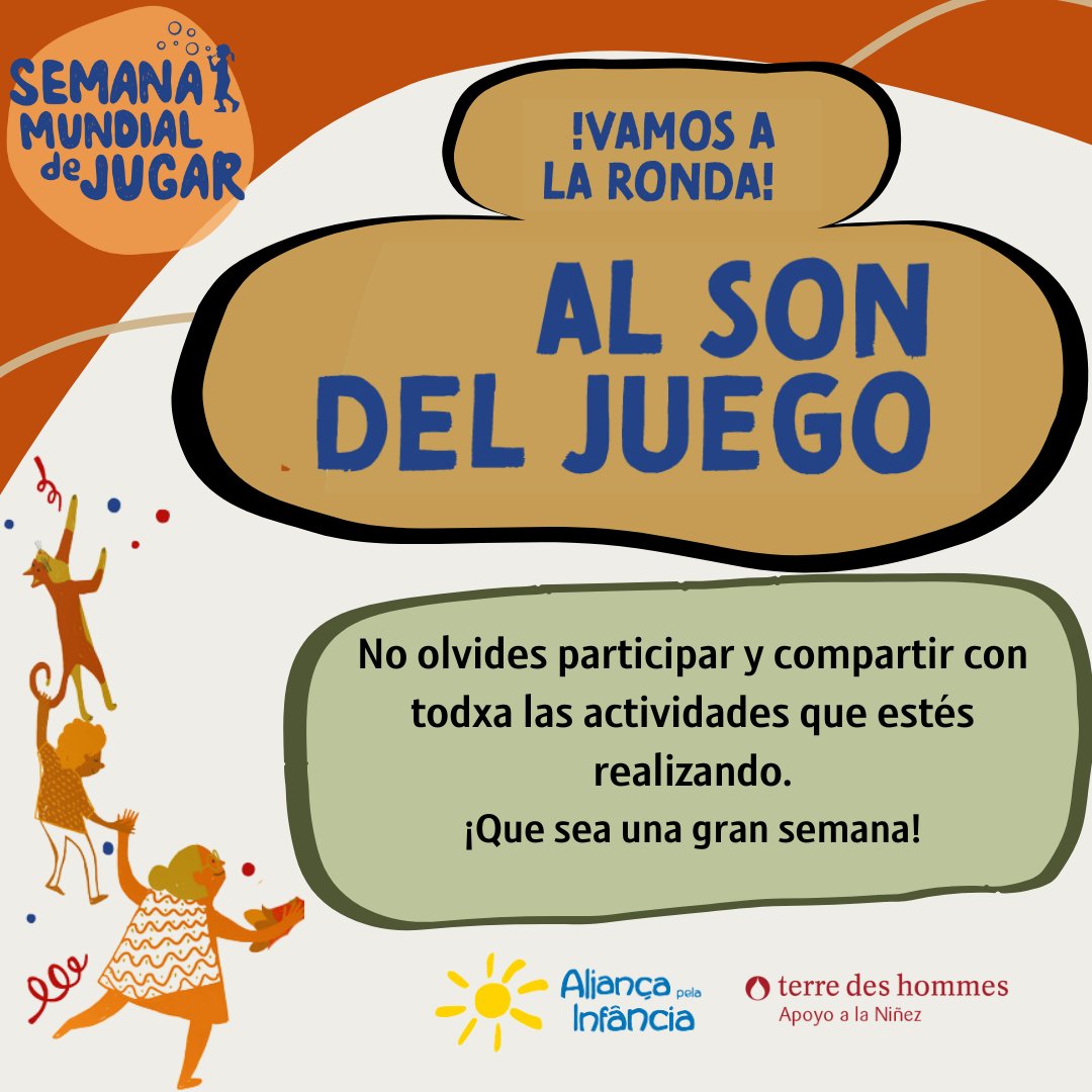 🎉 ¡Ya estamos en la Semana Mundial del Juego! 🌈

Únete  y ayuda a sensibilizar sobre la importancia del juego en el desarrollo de niñas, niños y adolescentes. 🧒👧

Participa y sube tus actividades a nuestra página. ¡Link en nuestro perfil!

#SemanaMundialDelJuego