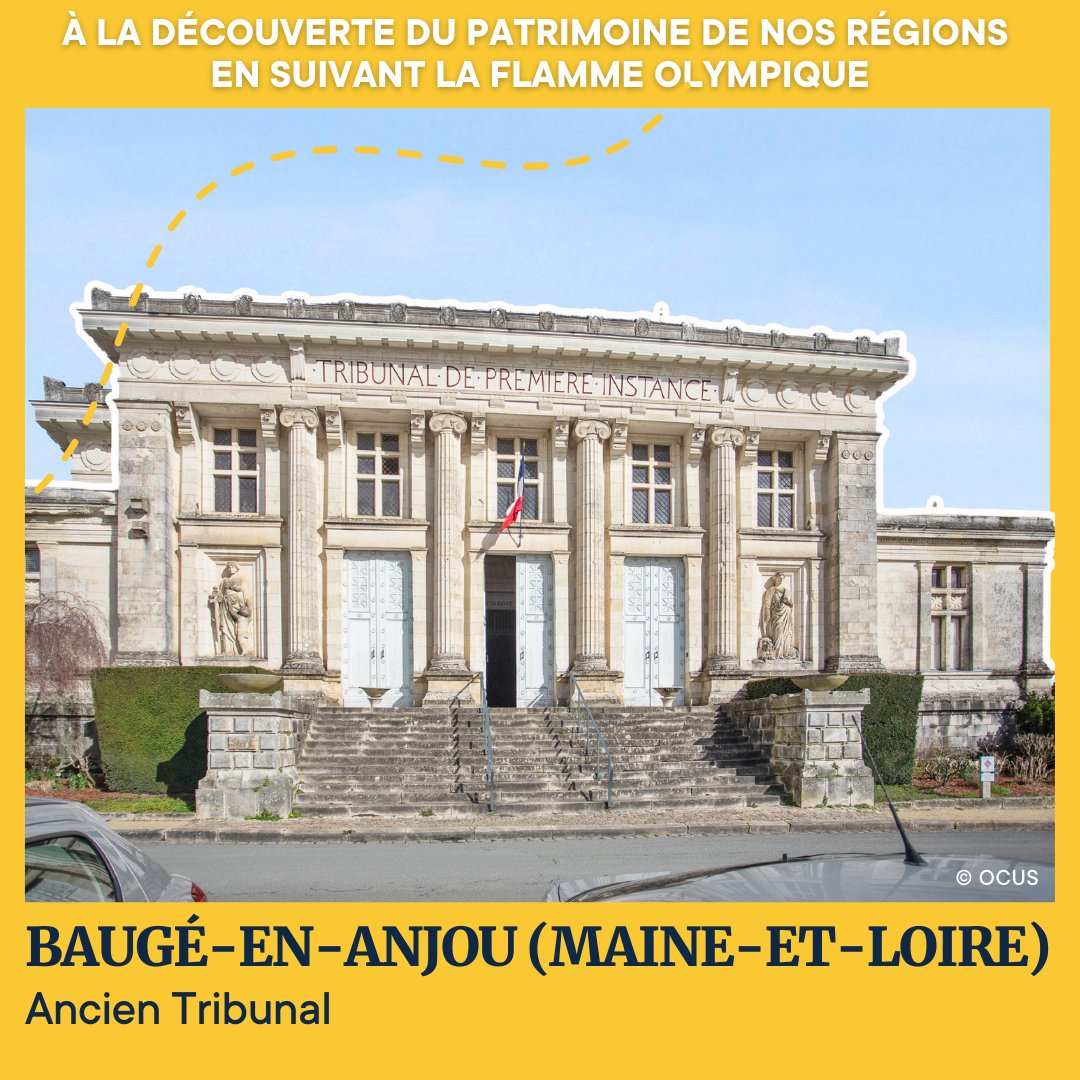 🔥28/05 la flamme olympique @Paris2024 est aujourd'hui dans le @Maine_et_Loire. Elle passera notamment à @baugeenanjou dont l'ancien tribunal est restauré avec le soutien de la @fond_patrimoine et de son mécène @TotalEnergies_F ➡️fondation-patrimoine.org/les-projets/tr…