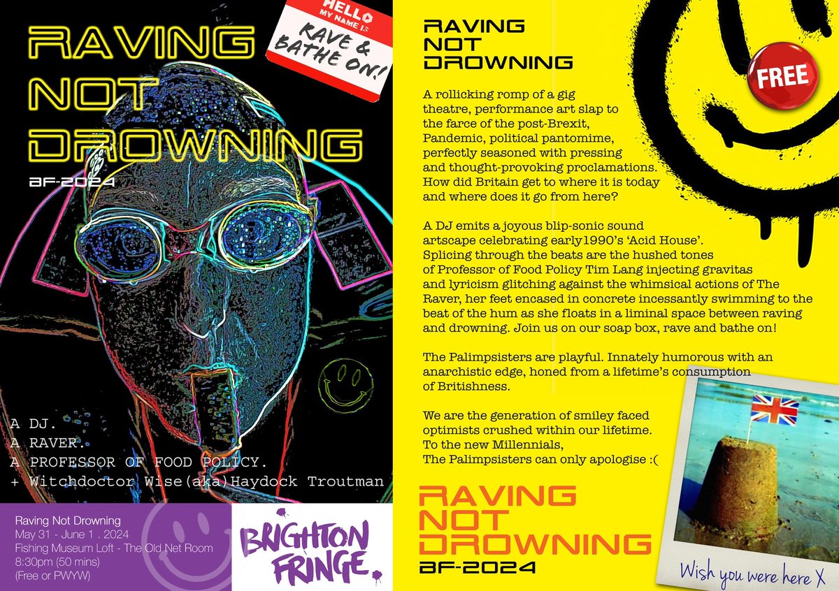 The Palimpsisters (@femontheverge) on Twitter photo ***FREE Show***
<a href="/brightonfringe/">Brighton Fringe</a>
This coming Friday 31st & 1st June 8.30pm
Brighton Fishing Museum
Feat <a href="/ProfTimLang/">Professor Tim Lang</a>
A Political physical satirical pantomime of #absurdity
#channelswimming #ecology #realfood #foodies #satire #rave #soundscape #seascape #openwaterswimming ***FREE Show***
<a href="/brightonfringe/">Brighton Fringe</a>
This coming Friday 31st & 1st June 8.30pm
Brighton Fishing Museum
Feat <a href="/ProfTimLang/">Professor Tim Lang</a>
A Political physical satirical pantomime of #absurdity
#channelswimming #ecology #realfood #foodies #satire #rave #soundscape #seascape #openwaterswimming