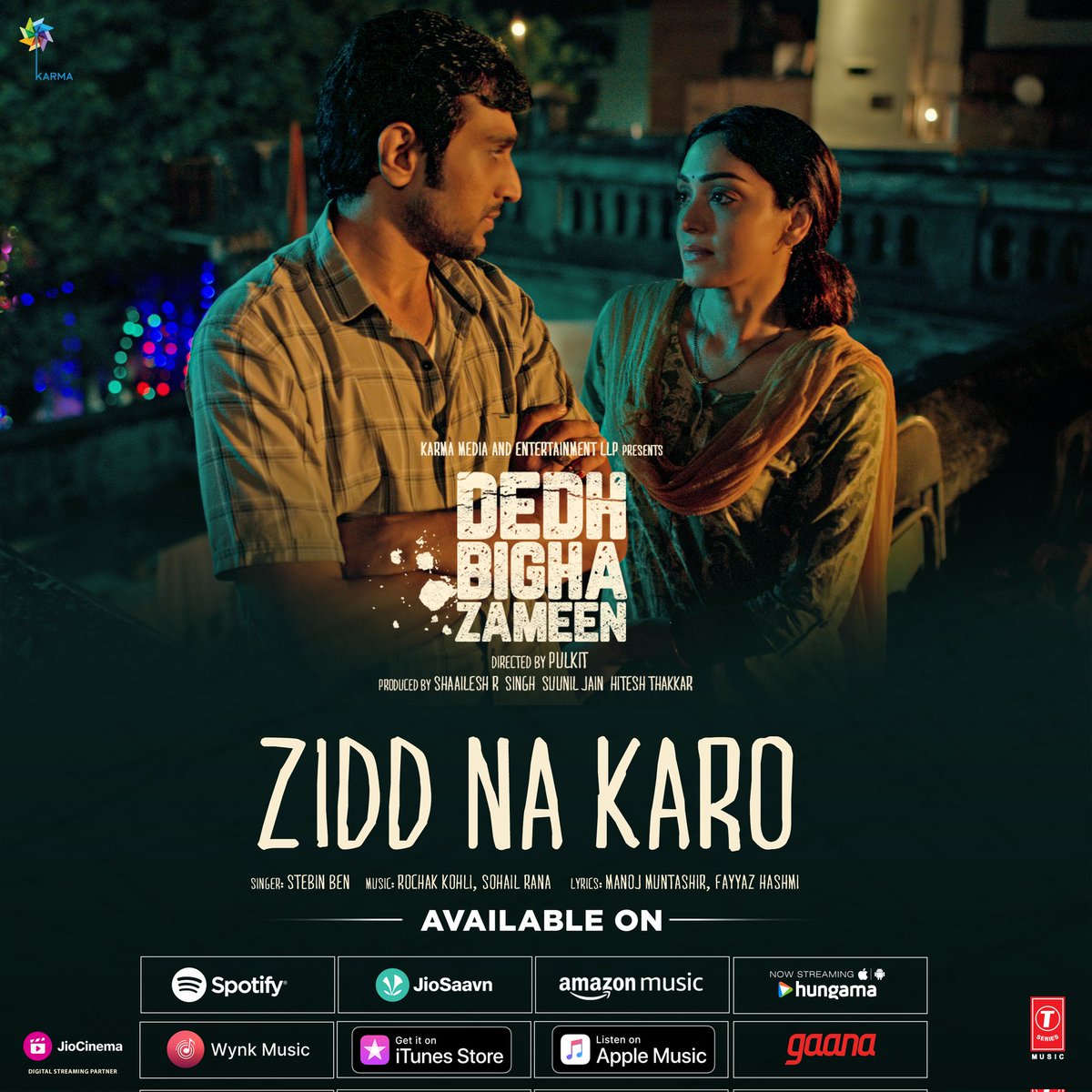 Just hit play on Zidd Na Karo from Dedh Bheega Zameen and enjoy. Streaming everywhere! 🎬❤️ linktr.ee/ZiddNaKaro @pratikg80 @KhushaliKumar @justpulkit @TSeries #BhushanKumar @ShaaileshRSingh @KarmaMediaEnt #SuunilJain @hiteshbthakkar #AdityaArunSingh @Media_Polaroid