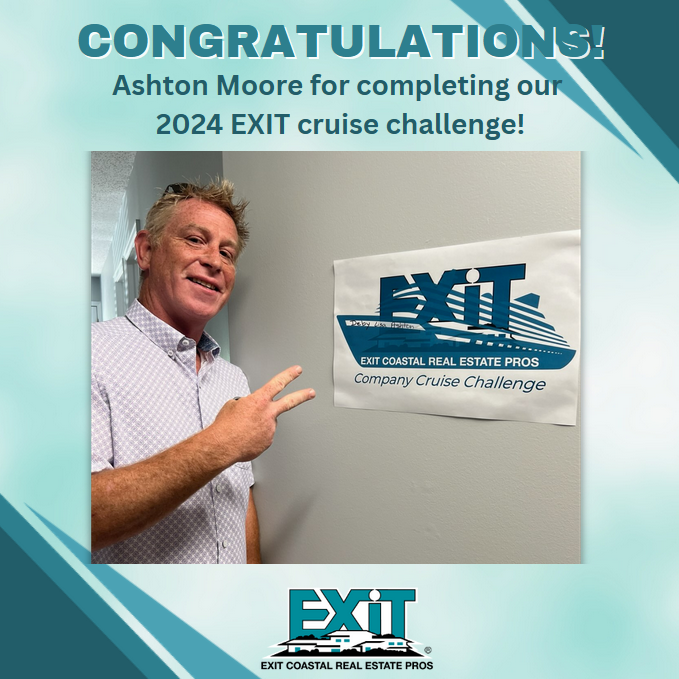 Congratulations Ashton Moore for completing our 2024 EXIT cruise challenge!! Great job on completing 8 or more closed transactions and continuing to work on more!! Keep up the great work!!

#EXITCoastalRealEstatePros #EXITRealEstate #LoveEXIT #RockStarAgents
