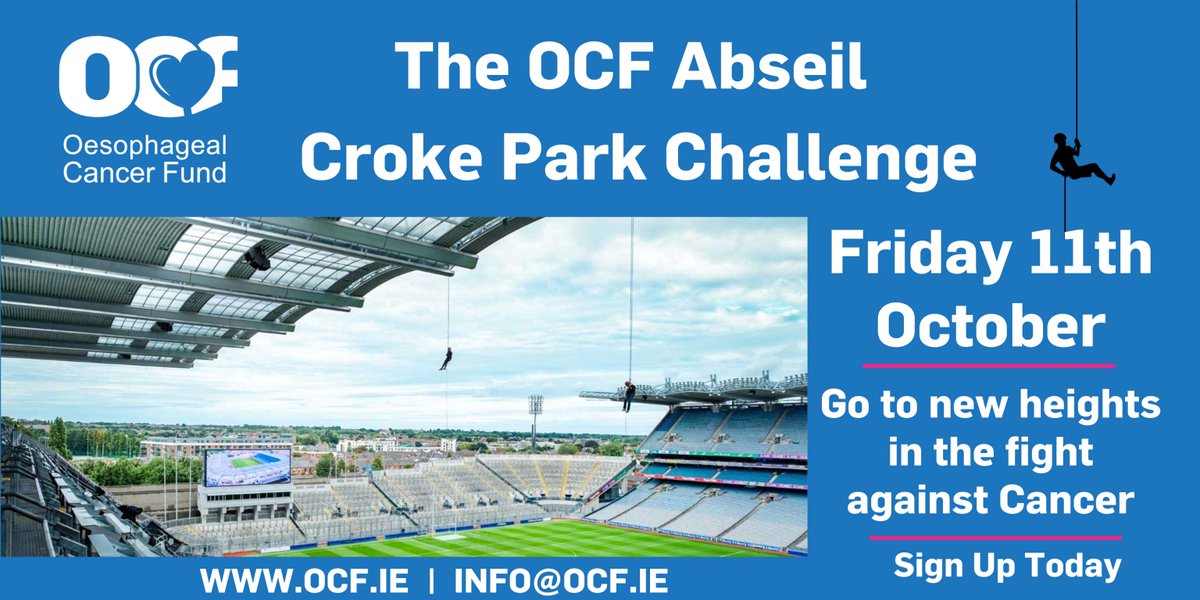 Take on the Croke Park Challenge in the fight against Oesophageal Cancer. Abseil down 150 ft to the hallowed turf. Help us raise vital funds, fight cancer and save lives. •Friday, October 11th, 2024 •Fundraising amount: €350 Sign up today: idonate.ie/event/ocfabsei…