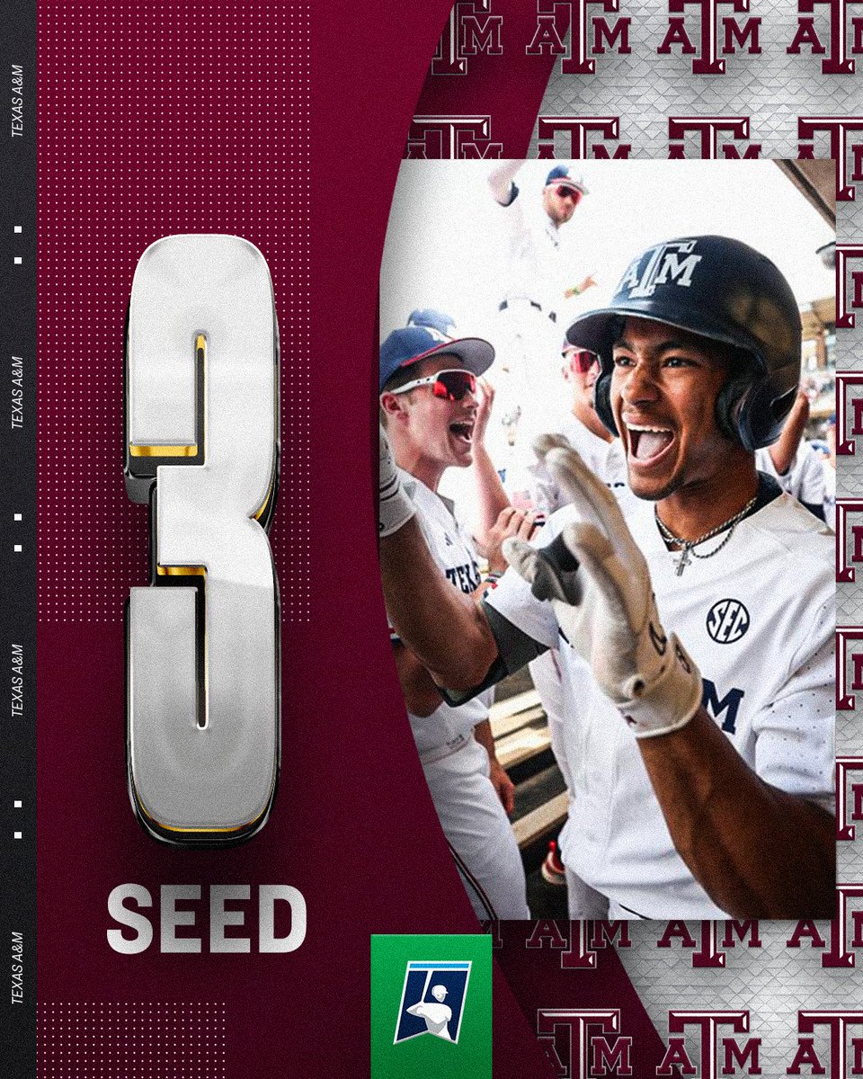 No. 3 Seed

<a href="/AggieBaseball/">Texas A&M Baseball</a> 

#RoadToOmaha