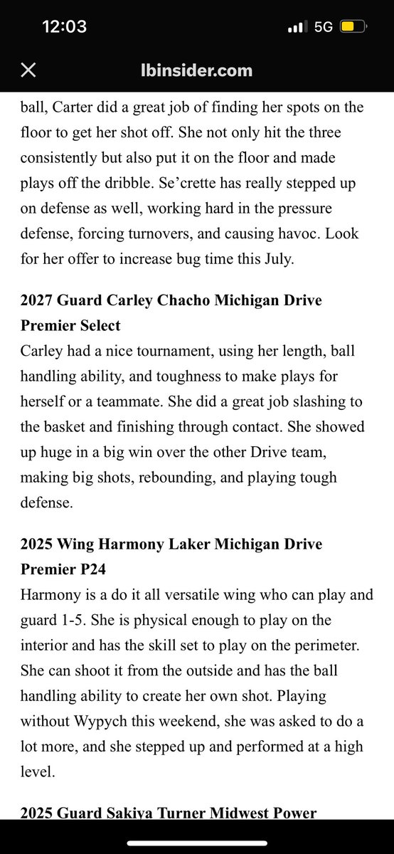 Thanks <a href="/LBInsider/">Jason Wilkins (Wilkins Report)</a> for the write ups on Leah and Carley!