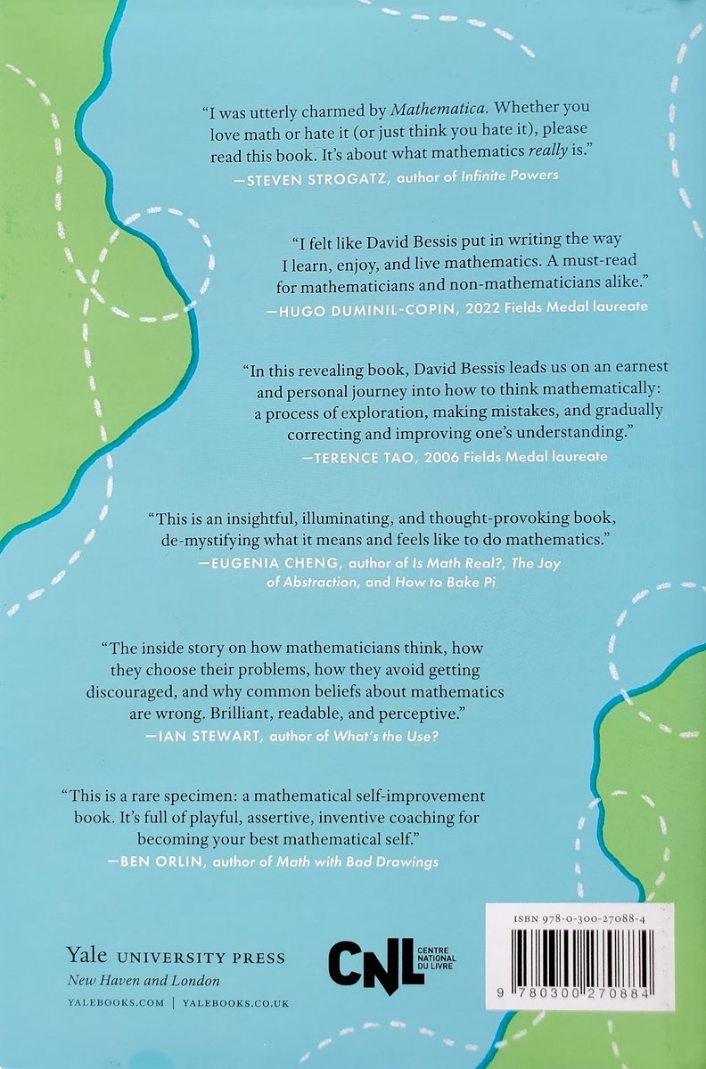 'Mathematica, a Secret World of Intuition and Curiosity' is out tomorrow — phew! It took me 20 years to fail to write it and 1 to actually do it. Thanks @stevenstrogatz, Terry Tao, Hugo Duminil, @DrEugeniaCheng, @benorlin, Ian Stewart for the great blurbs! yalebooks.yale.edu/book/978030027…