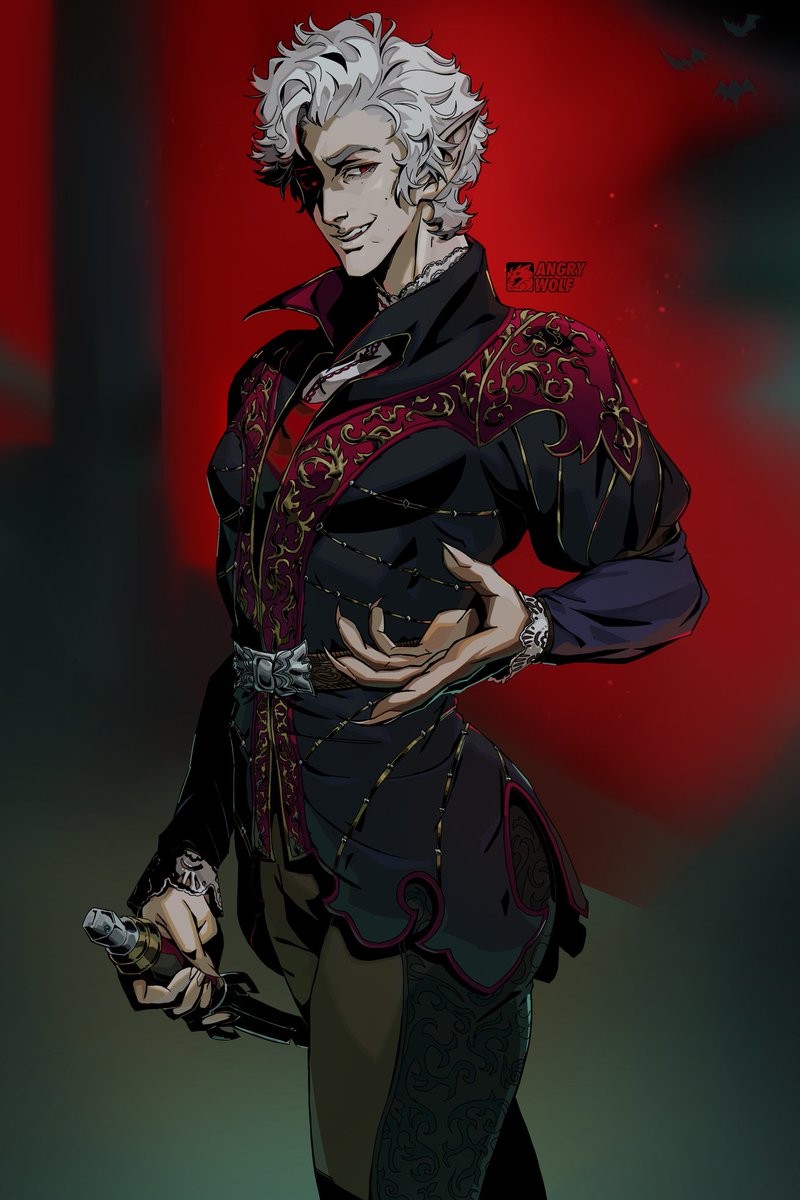 AmousWolf's tweet photo. Astarion but in Hades style this time 

tried to capture the inviting and flirty/ i will stab you in your sleep vibes he has at the start of the game https://t.co/ycotIawzPn