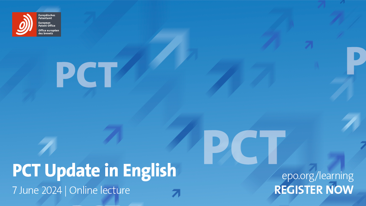 Join us for an overview of PCT procedures at the EPO! 🌍 This one-hour online lecture will provide updates and complements our previous series on PCT procedures. 📅 7 June Language: 🇬🇧 🔗 epo.org/en/learning/ev… #IPTraining