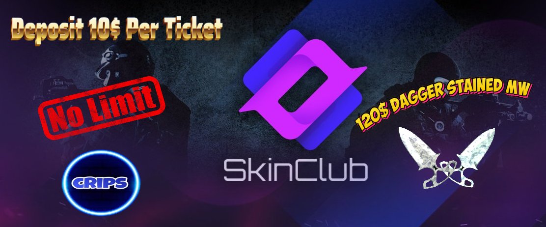 🔪120$ SkinClub Depo contest🔪

🥇120$ Shadow Dagger Stained MW for a random ticket

✅Deposit 10$ Per ticket- No Limit (Dm with proof)
l.skin.club/524CRIPS3V
l.skin.club/524CRIPS4V

🎁8 Csgoempire bonus for a random Retweet/claim code from link (no depo needed)
⏰End in 5 Days