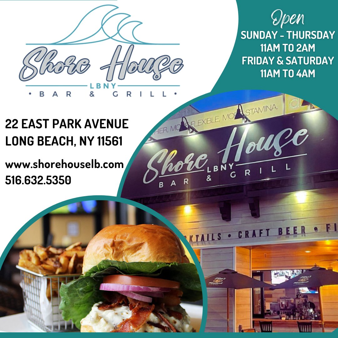 Shore House Bar & Grill ~ Craft Beers, Signature Cocktails & Great Food in the heart of Long Beach, NY. Perfect place for Live Music, Sports, Brunch, Catering & More! For more information go to bit.ly/4blTInn  

#longislandinbusiness #LBNY #shorehouselb #longbeachny