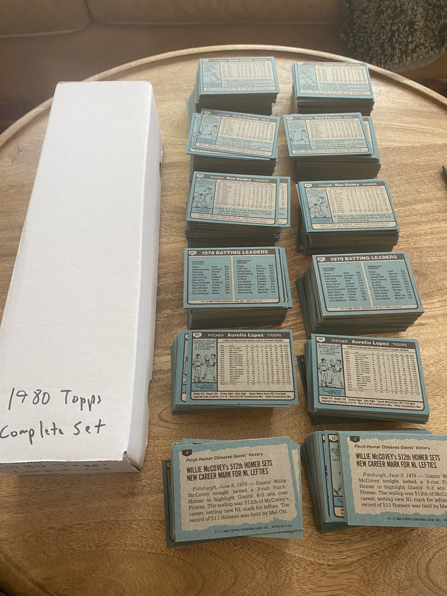 redbattingglove's tweet image. Been working on completing 80’s sets with @losingugly - bought two random lots of 560 1980 commons on eBay that said no duplicates - turned out to be two meticulously pre sorted partial sets to 600 - returning hours of sorting time to my holiday - #PraiseBe lol @CardPurchaser
