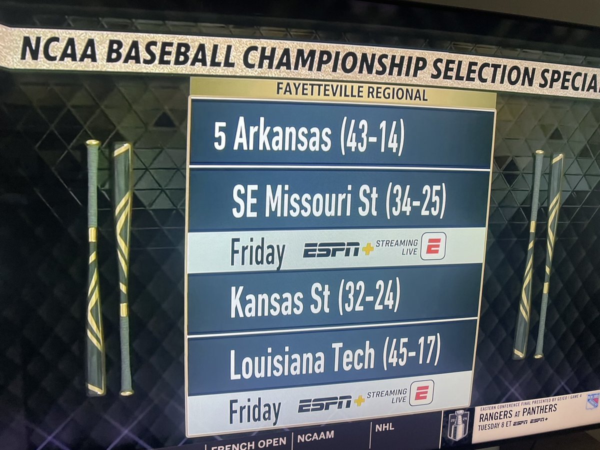 The Fayetteville Regional is set! The Hogs are the No. 5 overall seed. Joining them in the regional, SEMO, Kansas State and Louisiana Tech! #WPS