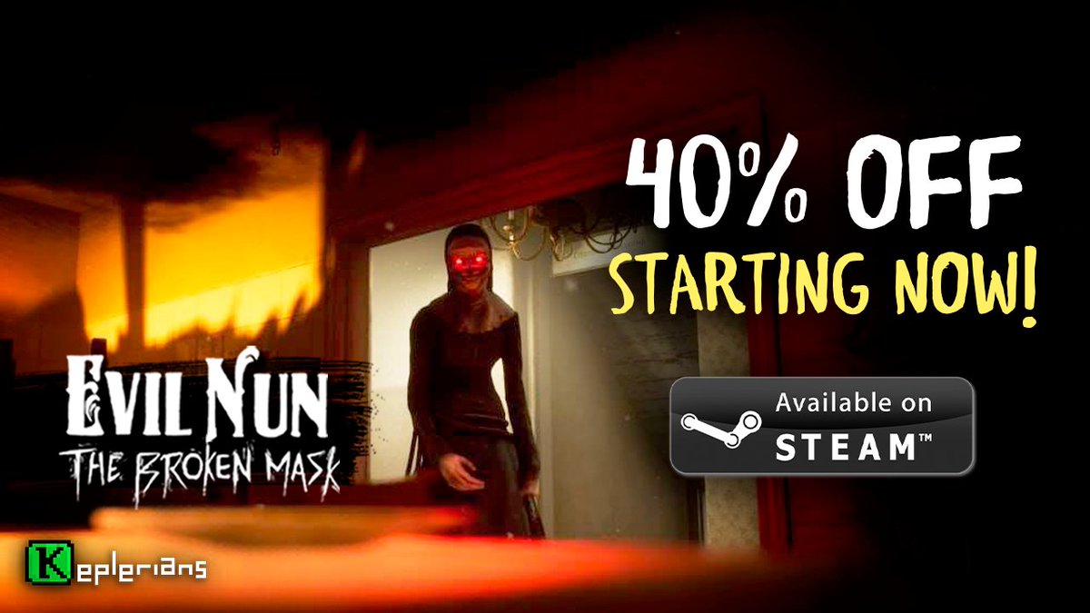 This is your queue to get #EvilNunTheBrokenMask 🔨 This #discount is now available on #Steam 👀 Do not miss it! #EvilNun #IndieDev #UnrealEngine5 #UE5 #Horror