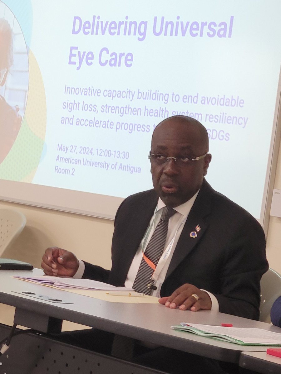 .@UN - #AntiguaandBarbuda Foreign Minister, Chet Green speaks to commitment of delivering Universal Eye Care and support to Friends of Vision. @UNTechBank committed to help finding ways to deliver results on this agenda. Happy to join and speak at this side event at #SIDS