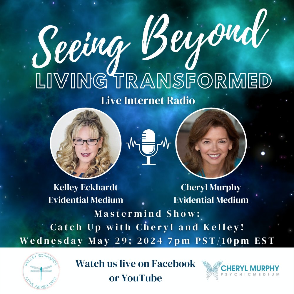 The ladies will also be pulling questions from our emails - So shoot anything you may like to say over to questions@seeingbeyondradio.com and they may be featured during the show live this week! 
.
#seeingbeyond #mediumkelley #mediumcheryl