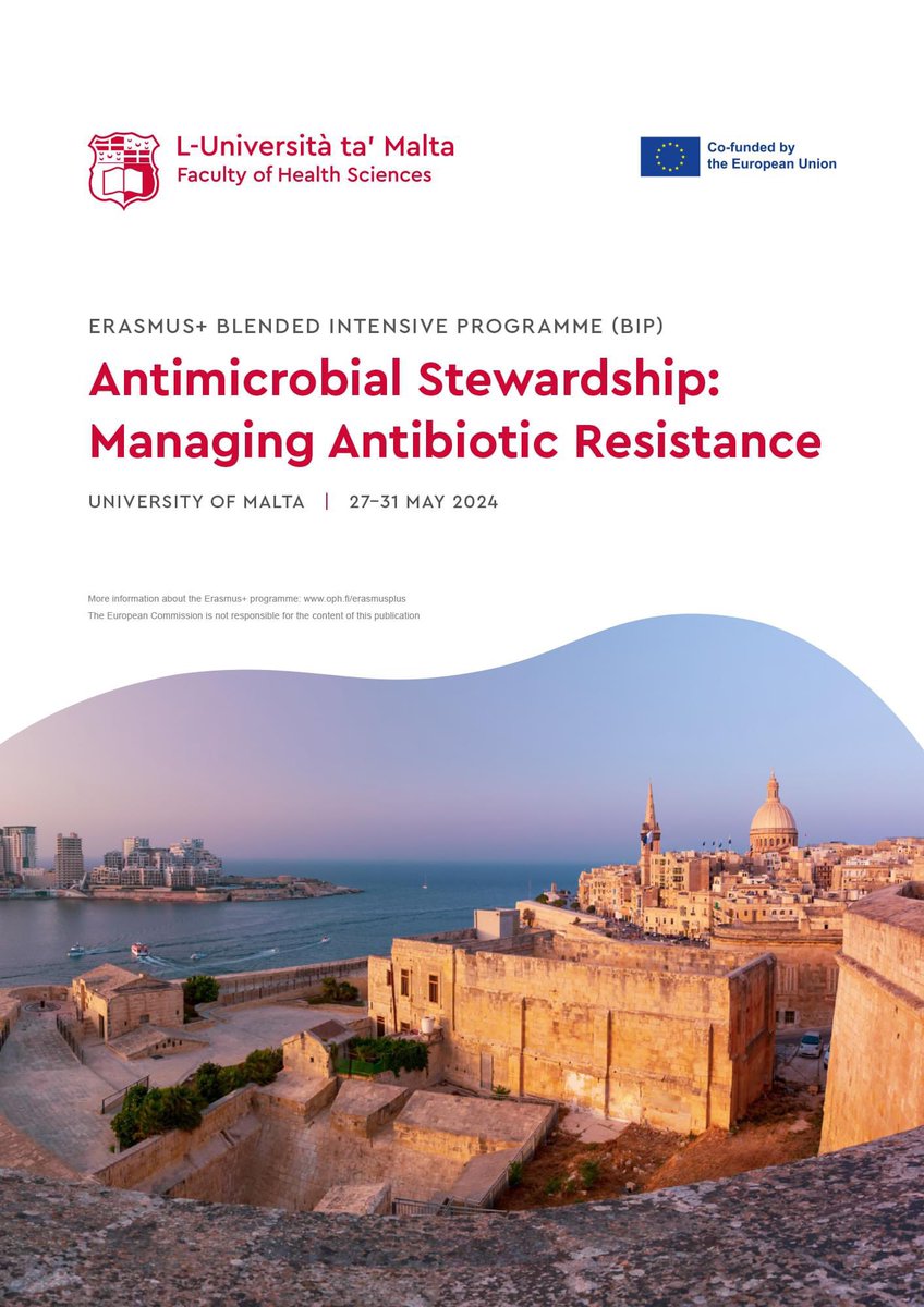 Delighted to launch our Blended IntensiveProgramme #BIP @EUErasmusPlus on “Antimicrobial Stewardship: Managing #AntibioticResistance postgraduate studies health sciences 
Coordinated by 🇲🇹@UMmalta 
Partners: 
🇸🇮@si_upr
🇫🇮@metropolia 
🇮🇹 @LaStatale 
🇧🇪@UNamur
#ShineAtUM #AMR