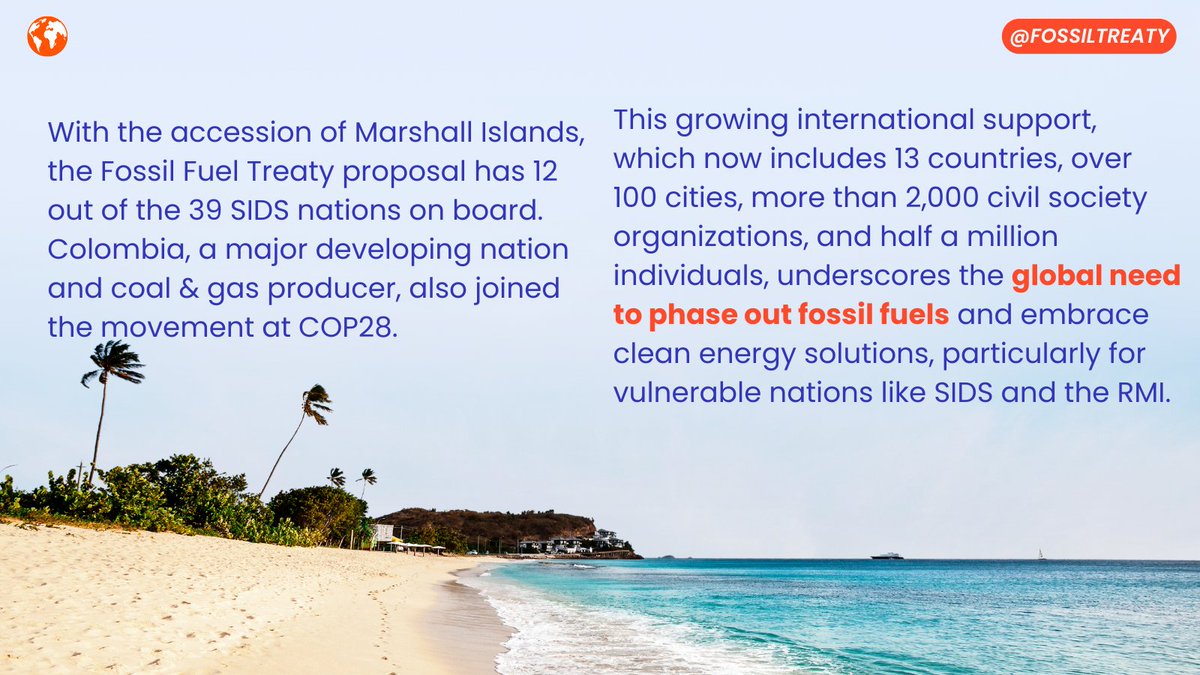 It's time to follow #MarshallIslands example, and stand with #SmallIslands in calling for a #FossilFuelTreaty! 🎉