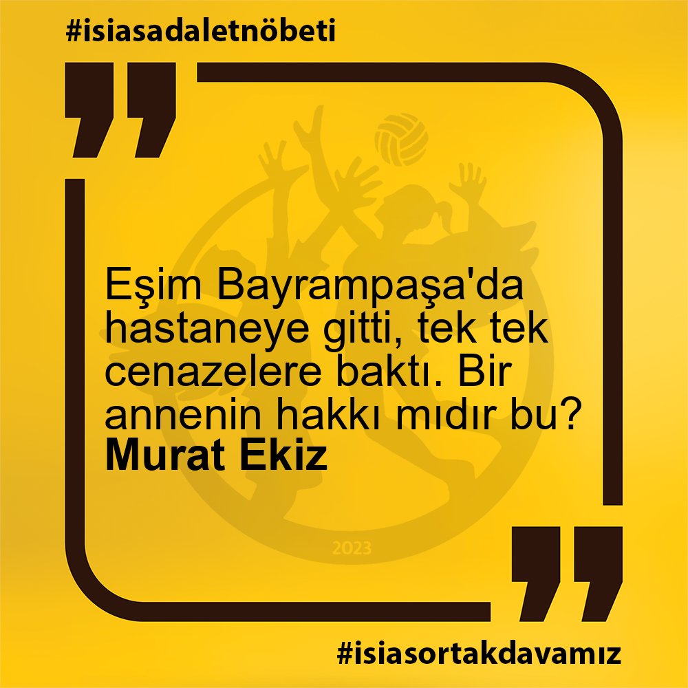 Murat Ekiz - Eşim Bayrampaşa'da hastaneye gitti, tek tek cenazelere baktı. Bir annenin hakkı mıdır bu?

#isiasadaletnöbeti
#isiasortakdavamız
#isiasolasıkast
#isiasemsaldavaolacak