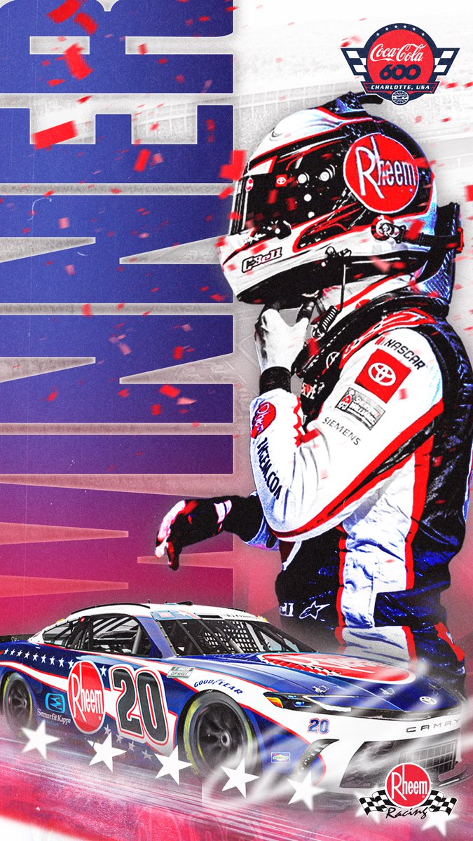 Winner. #CocaCola600

This one is for Thomas Kennedy and the whole Kennedy family. 

@CBellRacing | @JoeGibbsRacing | @rheem | @ToyotaRacing | @mobil1racing | @CLTMotorSpdwy | @NASCAR | @NASCARONFOX | #TeamToyota | #RheemRacing | #RheemMachine | #NASCARSalutes