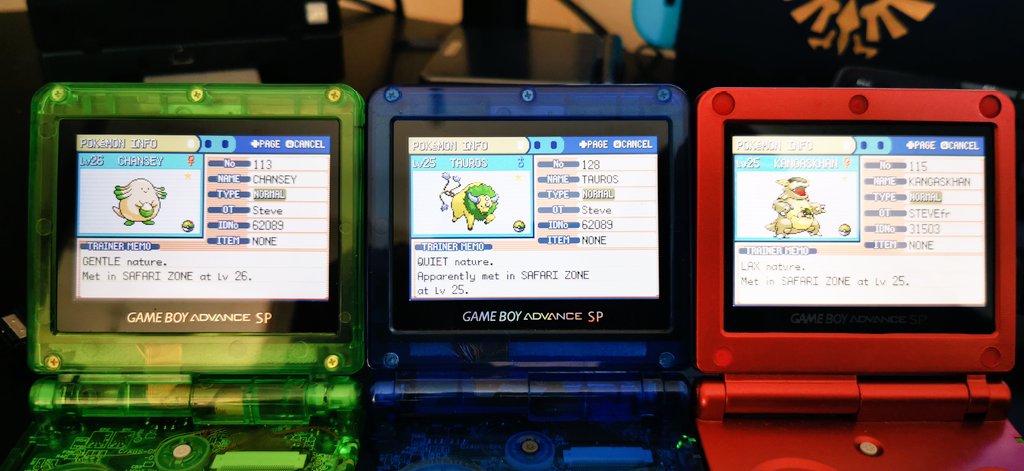 The elusive Shiny Safari Trio are now mine. Probably the biggest, and most difficult, step for my Gen 3 Shiny Living Dex.

115 total phases, 911,552 total encounters. Feels surreal to be done.