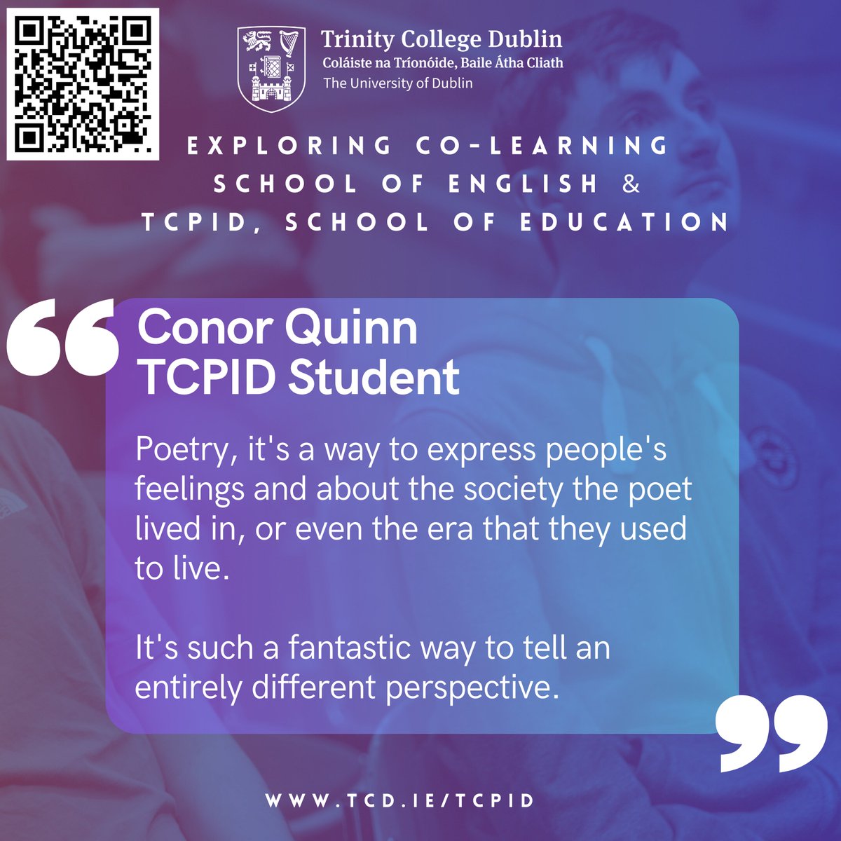 IDTCD's tweet photo. Have you heard about our new co-learning project between TCPID and @TCDEnglish?
More info from students and staff here:
https://t.co/H3i0yWACSc
#CoLearning #InclusiveEducation #IntellectualDisability #BreakingBarriers https://t.co/mbzQmuWZT6