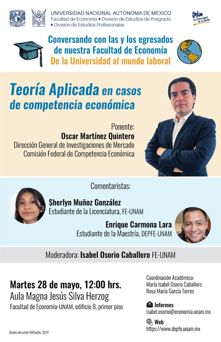 EconomíaUNAM oficial (@feconomiaunamof) on Twitter photo Te invitamos este Martes 28 de mayo a conversar con nuestros egresados.
Tenemos una cita a las 12:00 horas en el Aula Magna.
<a href="/depfeunam/">DEPFE UNAM</a> <a href="/suayedEconomia/">SUAyED Economía UNAM</a> <a href="/pueeunam/">PUEE UNAM</a> Te invitamos este Martes 28 de mayo a conversar con nuestros egresados.
Tenemos una cita a las 12:00 horas en el Aula Magna.
<a href="/depfeunam/">DEPFE UNAM</a> <a href="/suayedEconomia/">SUAyED Economía UNAM</a> <a href="/pueeunam/">PUEE UNAM</a>
