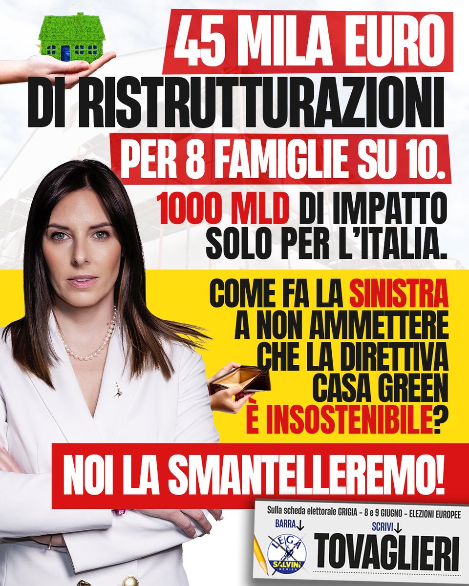 🔴🏠 Chiederemo il conto al Nazareno e al nostro Commissario europeo Gentiloni per pagare la ristrutturazione delle case degli italiani. Solo la Lega può smantellare definitivamente questa direttiva green così pericolosa per il valore della nostra casa e dei risparmi di milioni