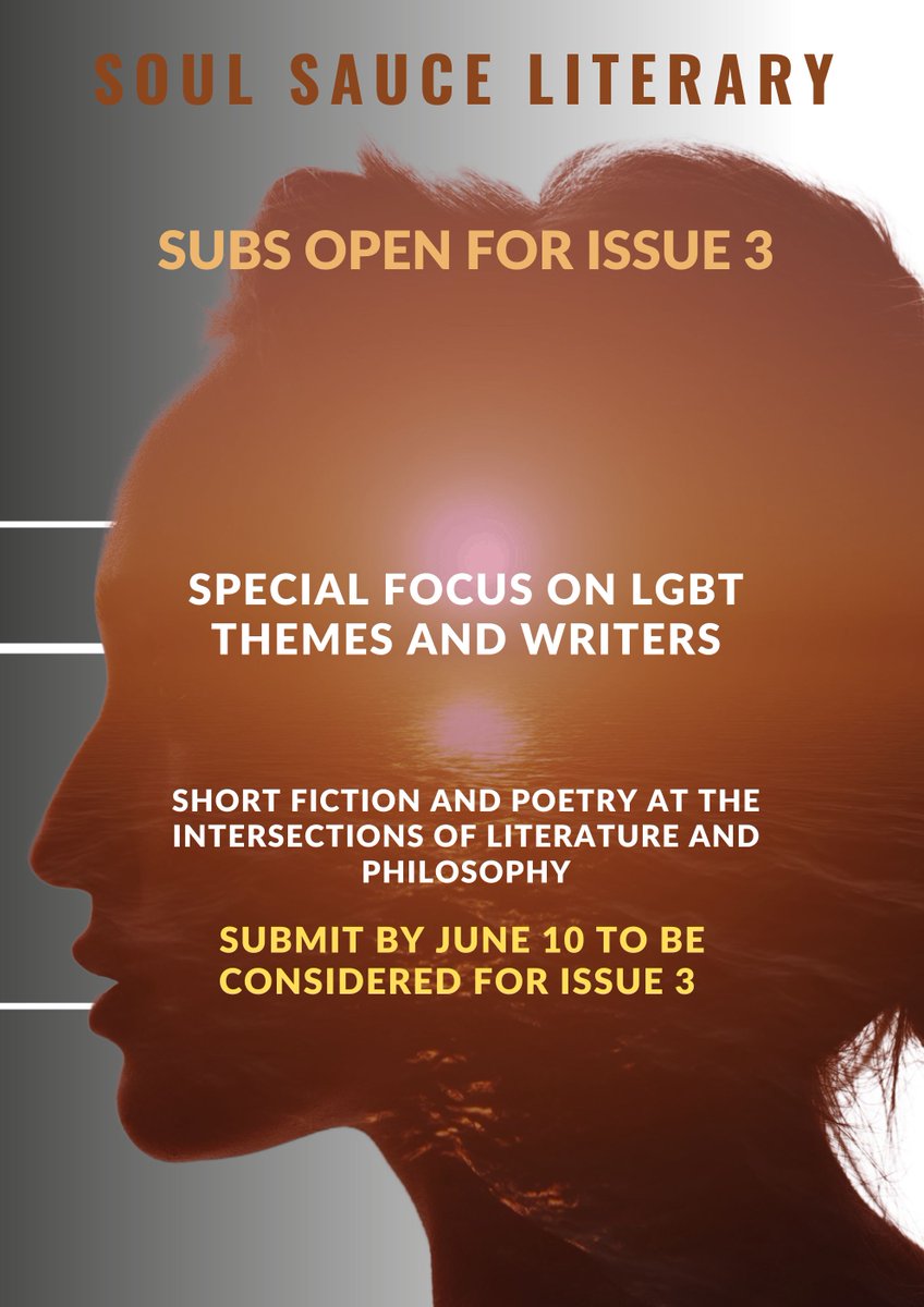 Subs open! Send in your poetry/short fiction at the intersections of Literature &amp; philosophy by 10 June and be a part of third issue👇🏻 
soulsaucelondon.weebly.com/submissions.ht…
… 

#Writers #philosophy #opencall #literature #writersoftwitter